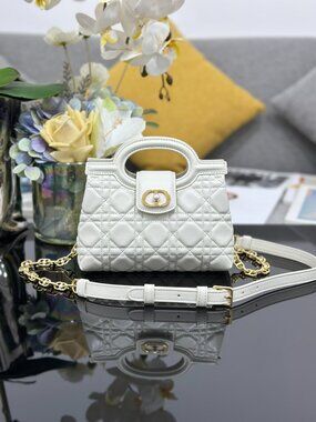 🎁Dior Jolie Top Handle Mini Bag White Cannage Lambskin 🎁